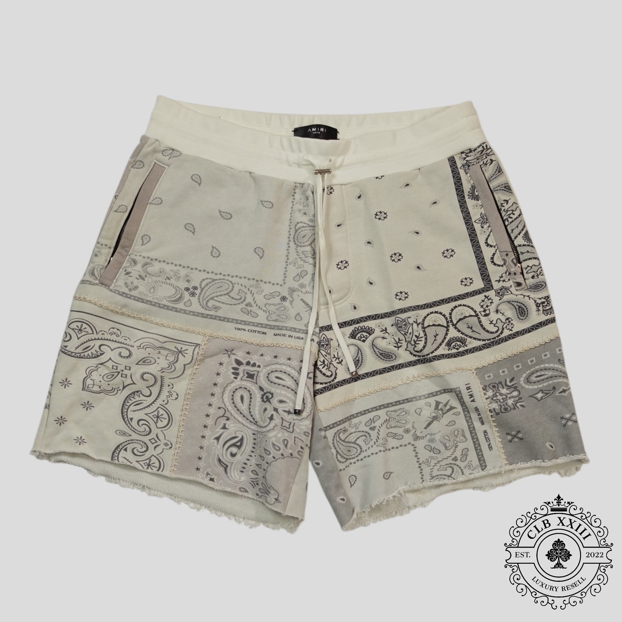 Amiri Bandana Reconstruct Shorts in White