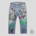Chrome Hearts Stencil Cross Patch Jeans