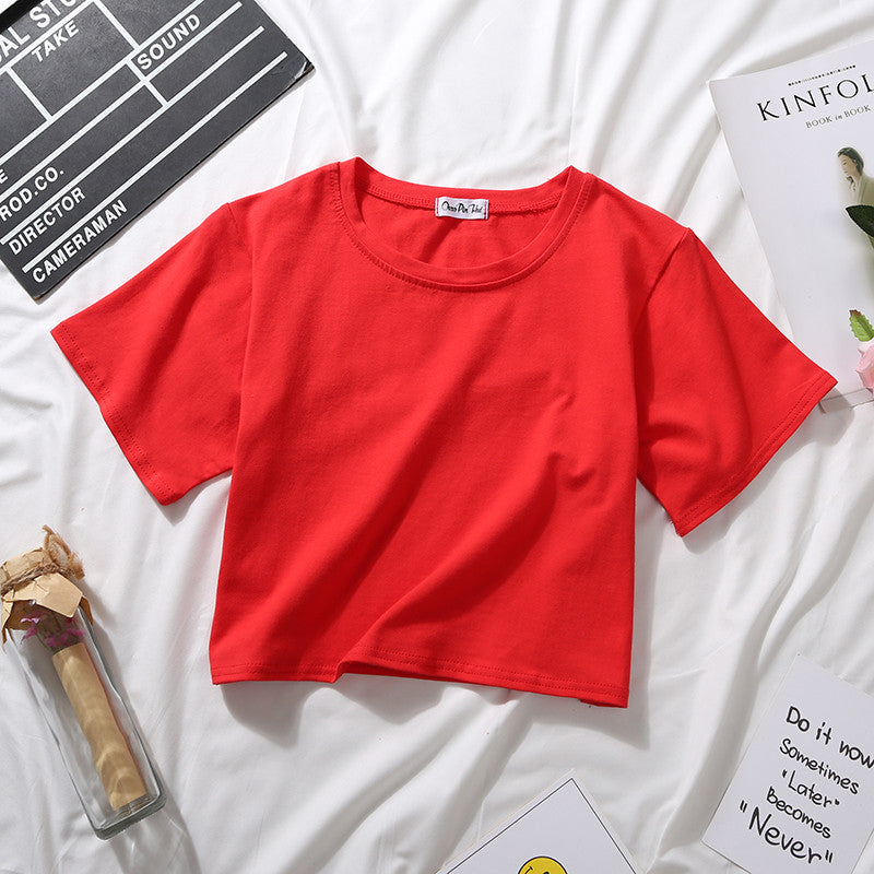 T-shirt court uni polyvalent pour étudiantes