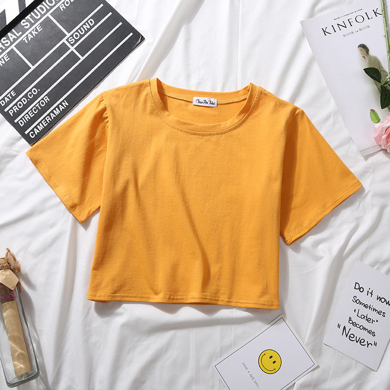 T-shirt court uni polyvalent pour étudiantes