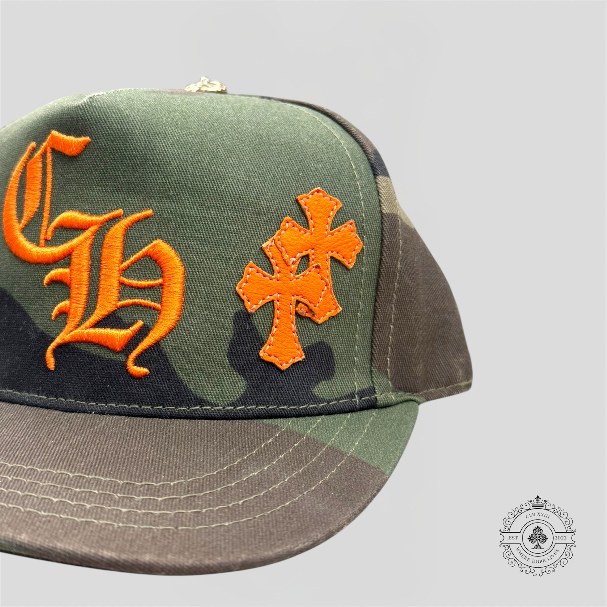 Chrome Hearts Cross Patch Hat in Camo / Orange