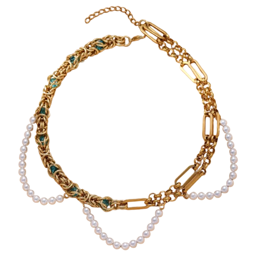Collier en or perlé double rang