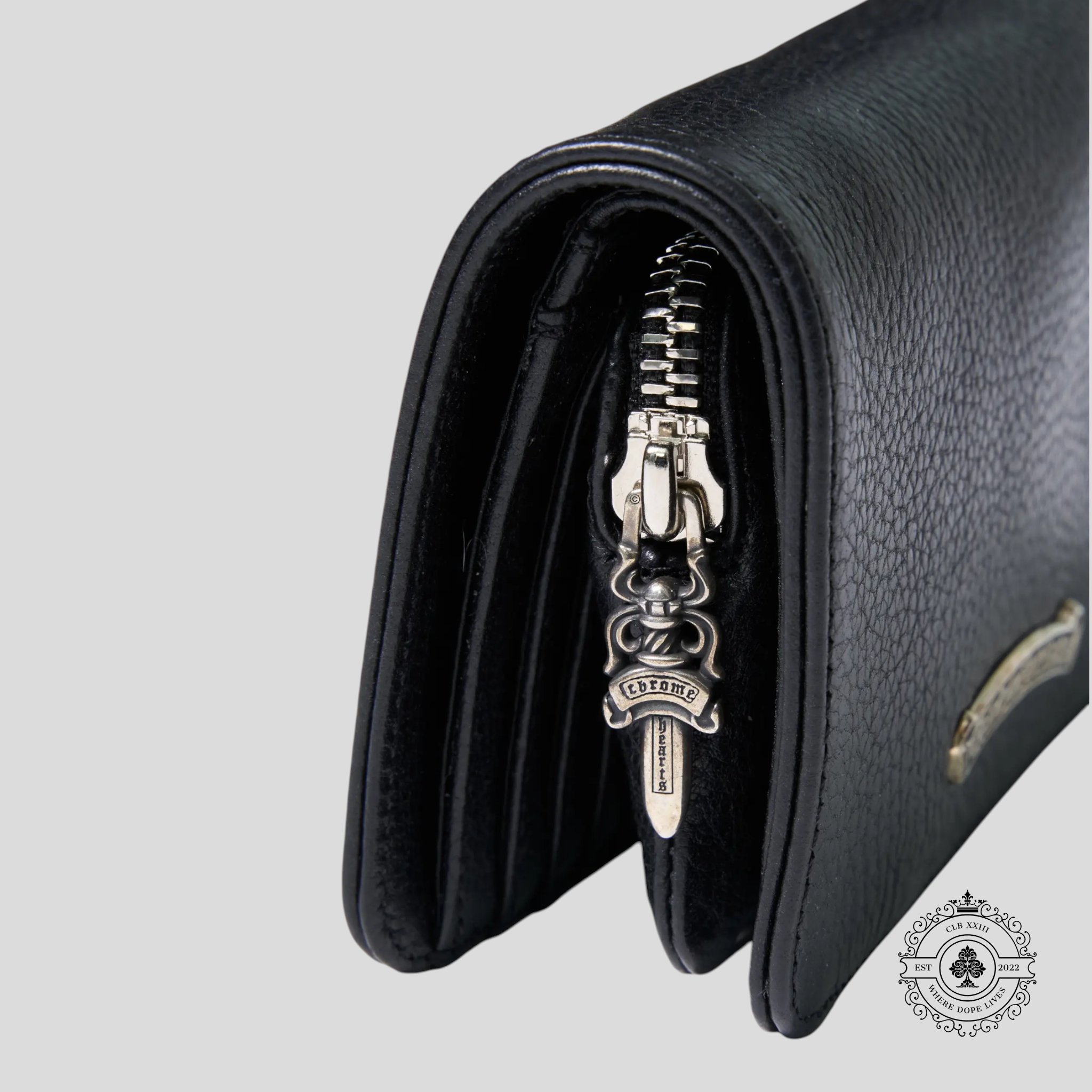 Chrome Hearts Joey Scroll Logo Leather Wallet in Black