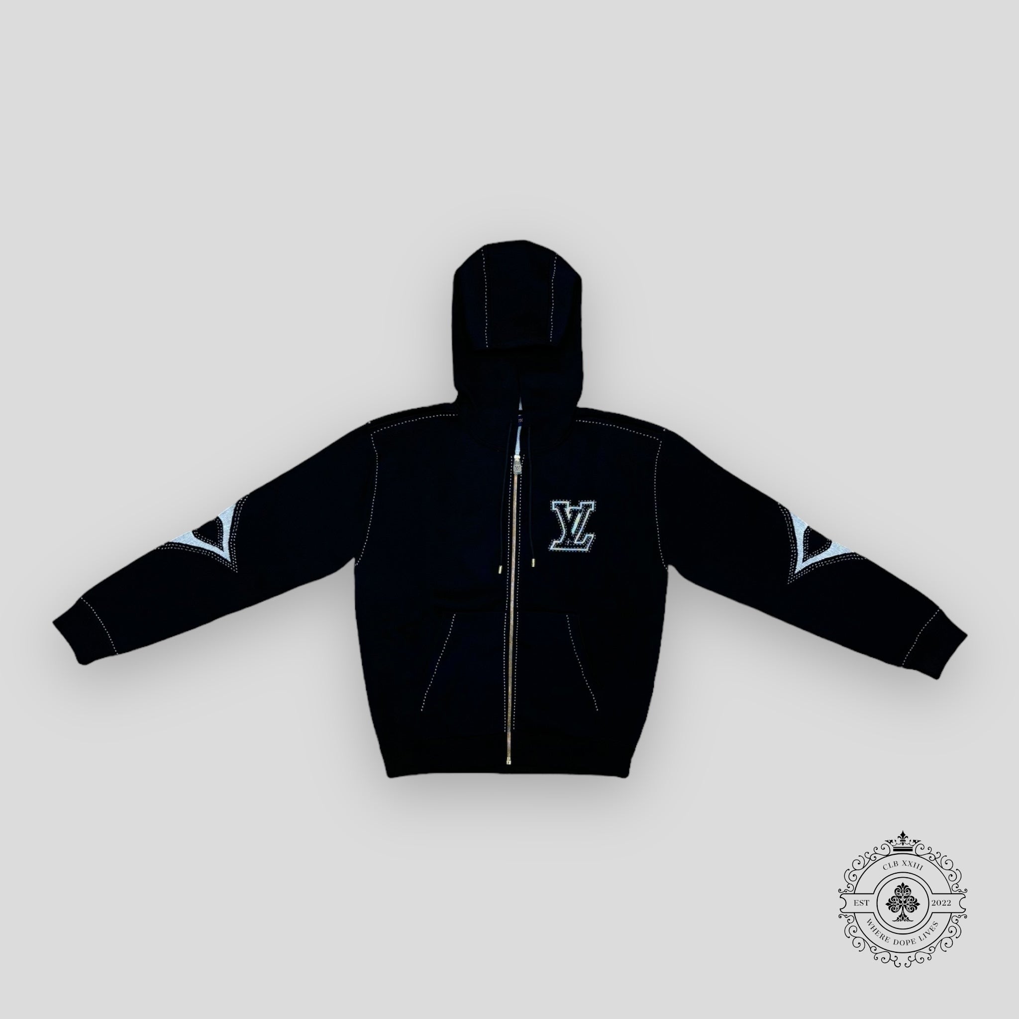 Louis Vuitton Monogram Flower Graphic Intarsia Zipped Hoodie in Black