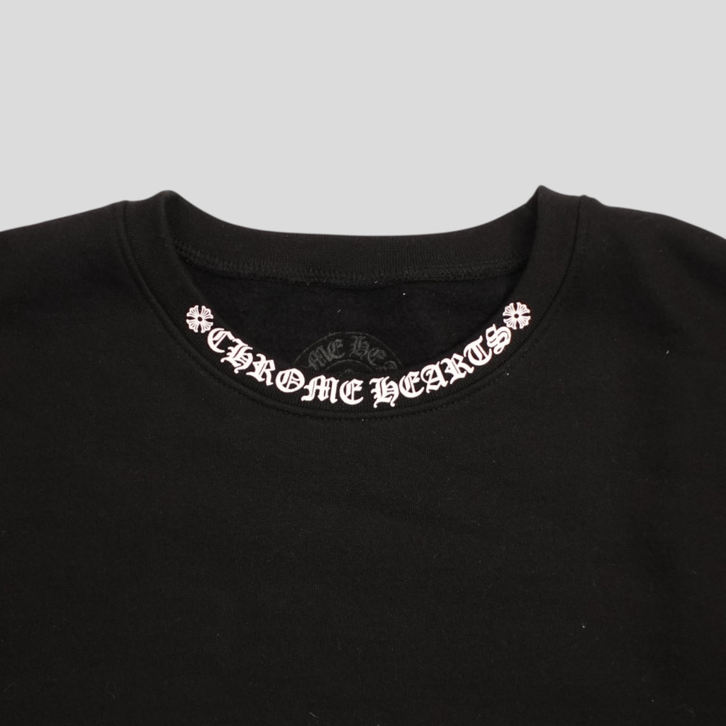CHROME HEARTS NECK LOGO CREWNECK SWEATSHIRT - BLACK