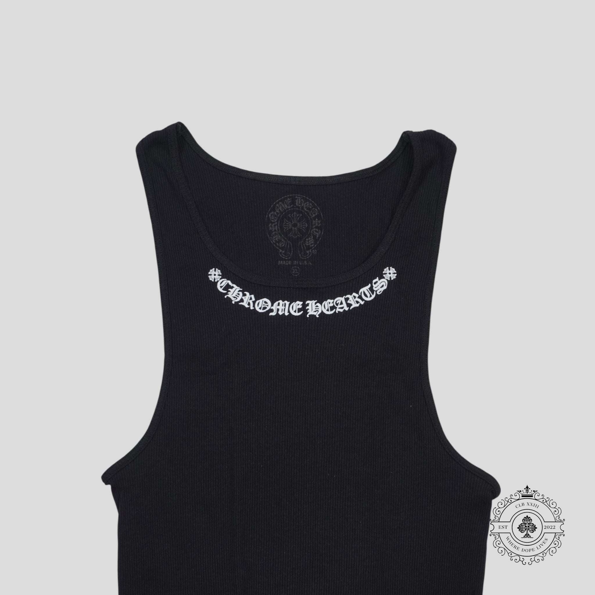 Chrome Hearts Neck Script Logo Tank Top in Black