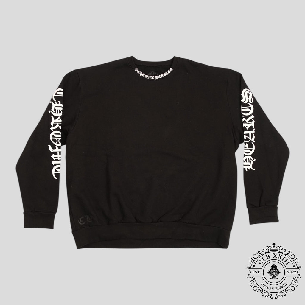 CHROME HEARTS NECK LOGO CREWNECK SWEATSHIRT - BLACK