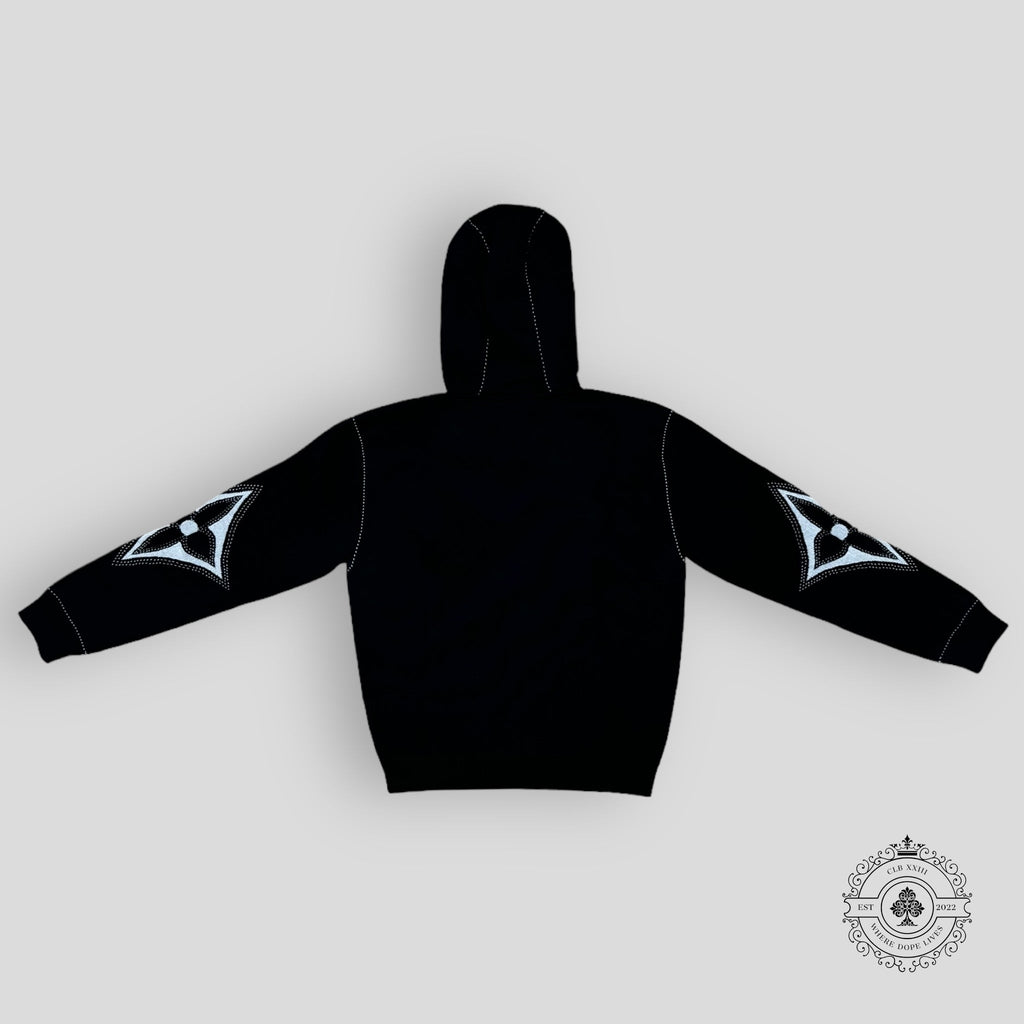 Louis Vuitton Monogram Flower Graphic Intarsia Zipped Hoodie in Black