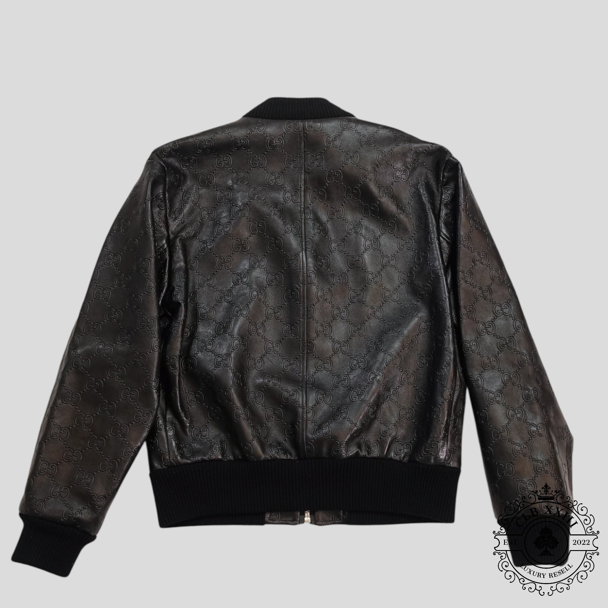 Gucci GG Leather Bomber Jacket in Black