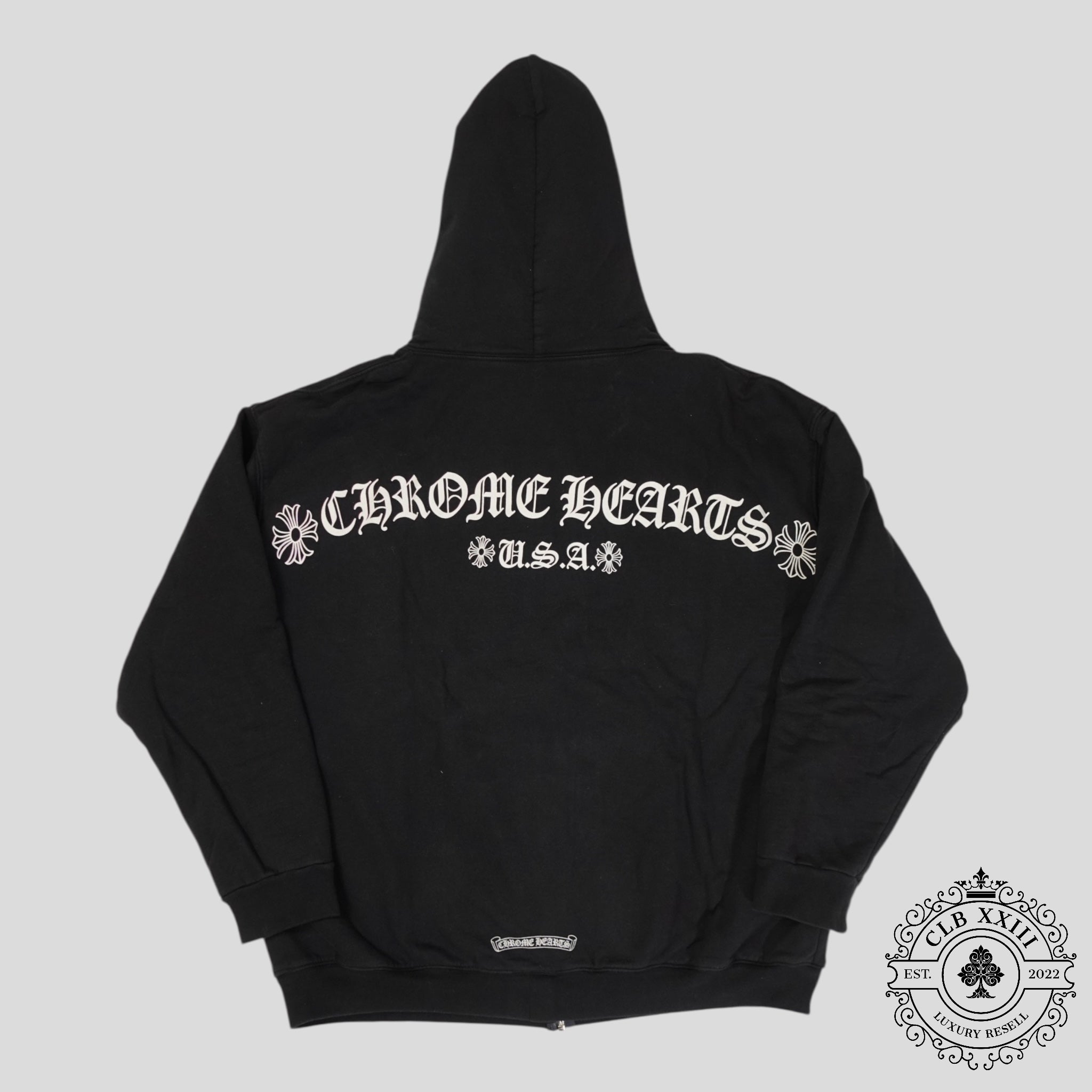 Chrome Hearts T Bar Logo Thermal Zip Up Hoodie in Black