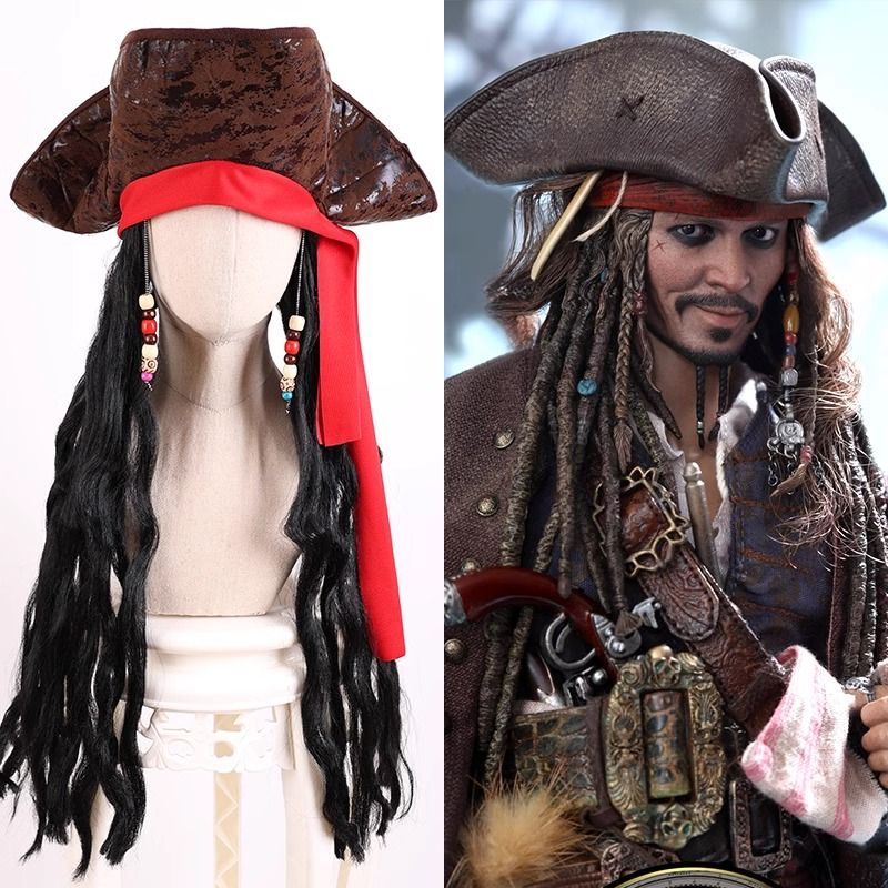 Perruque-chapeau de Capitaine Jack Sparrow pour Halloween