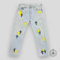 Chrome Hearts Yellow / Blue Cross Patch Jeans