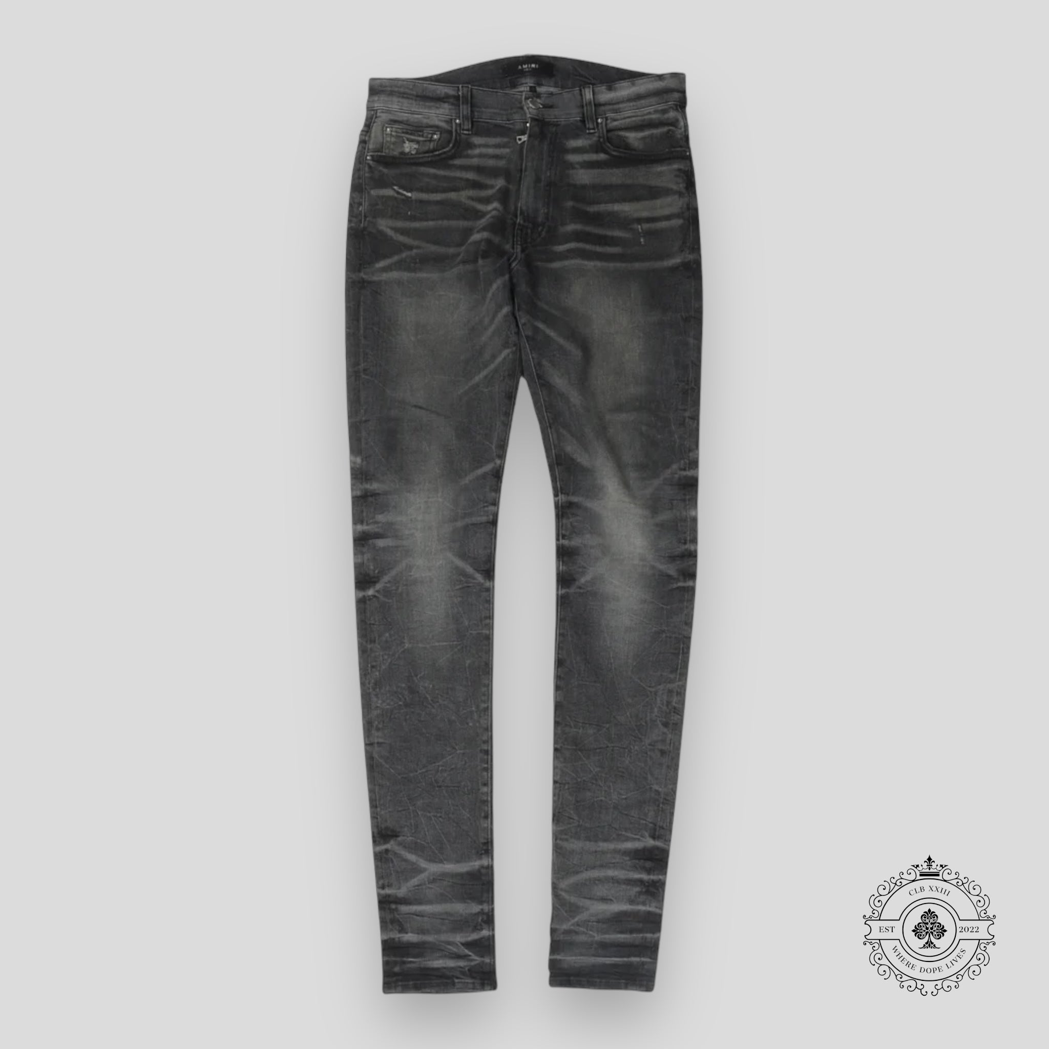 Amiri Faded Denim Jeans in Grey