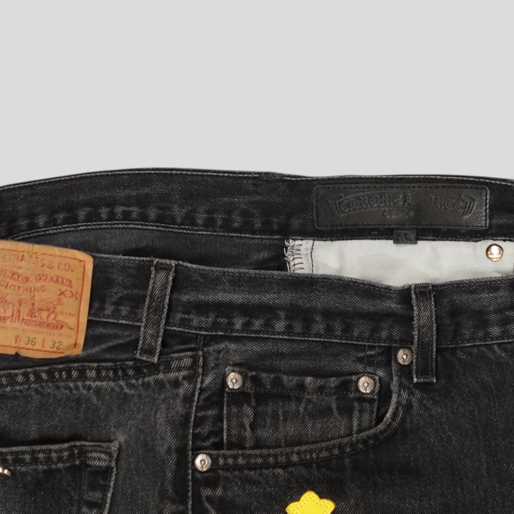 Chrome Hearts Cross Patch Jeans in Black/Yellow