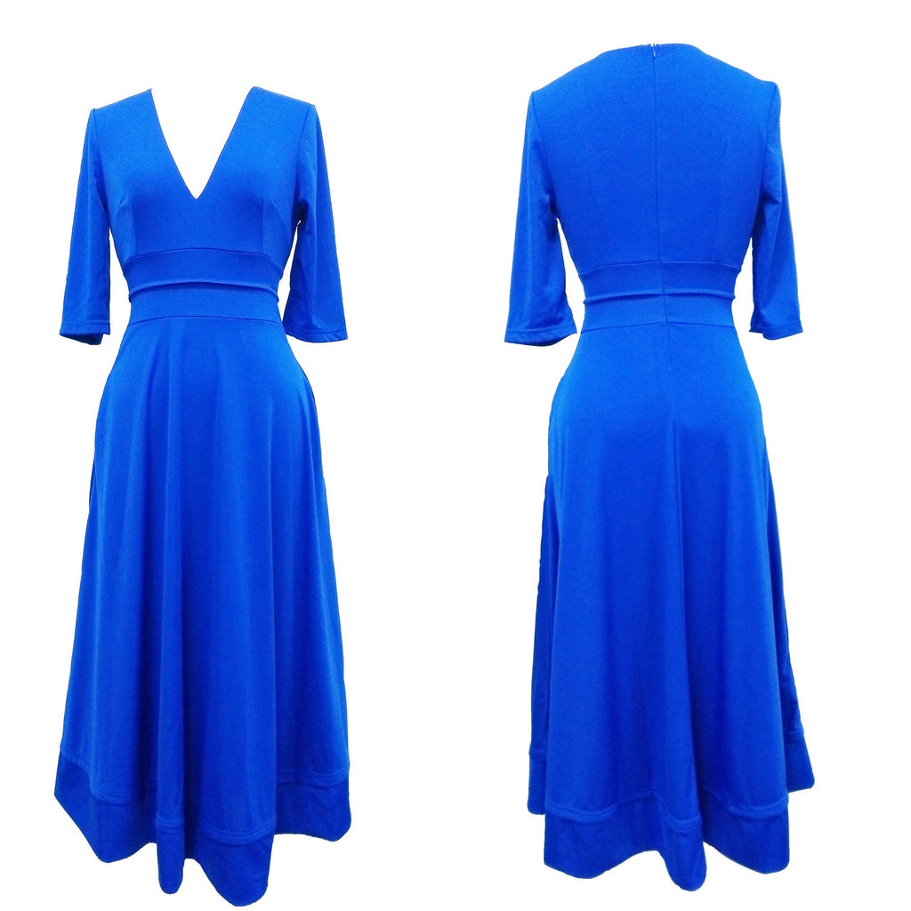 Robe de soirée sexy pour femme col V profond manches longues