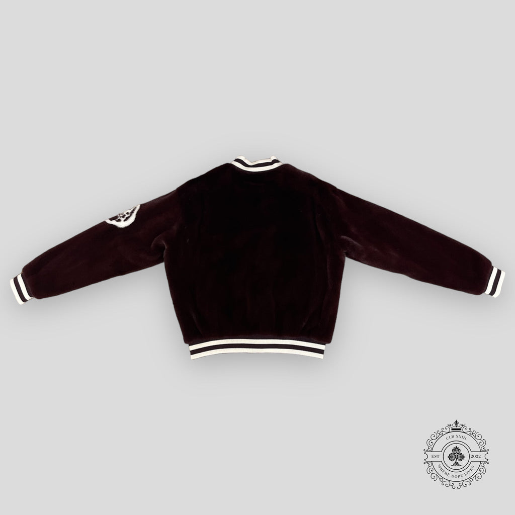 Louis Vuitton Lovers Mink Bomber in Maroon
