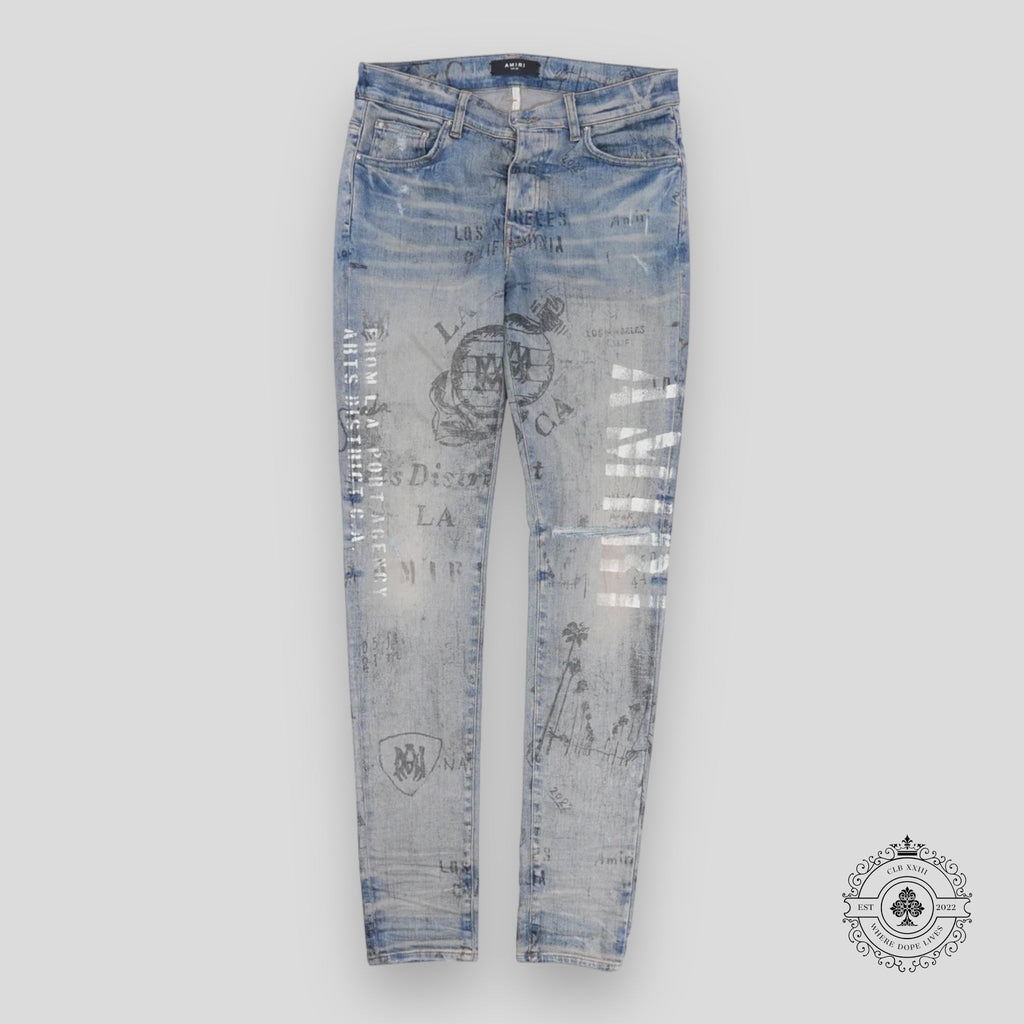 Amiri Military Stencil Jeans in Clay Indigo