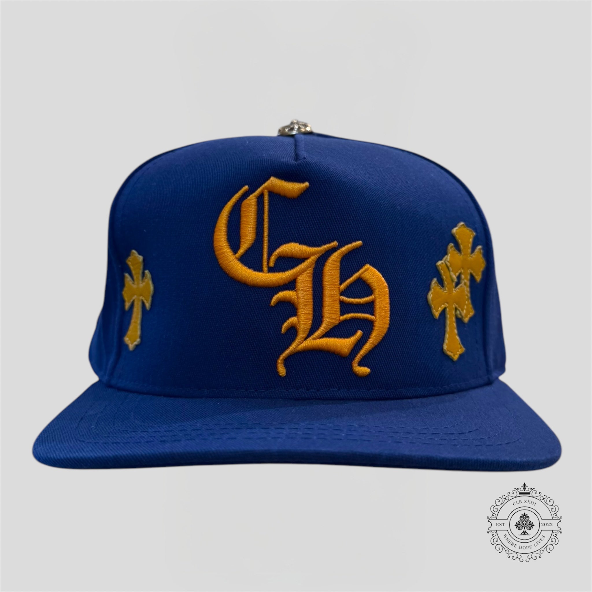 Chrome Hearts Cross Patch Hat in Blue / Gold