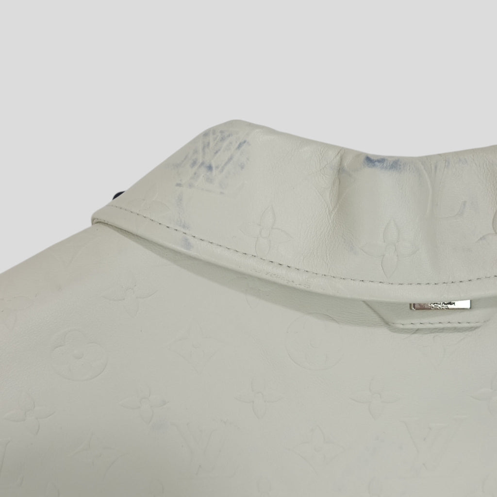 Louis Vuitton LVSE Debossed Monogram Mix Leather Jacket in White