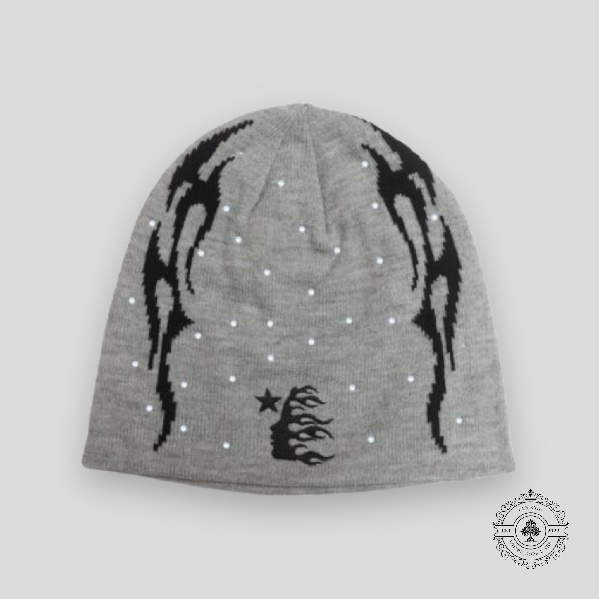 Hellstar Flame Beanie in Grey