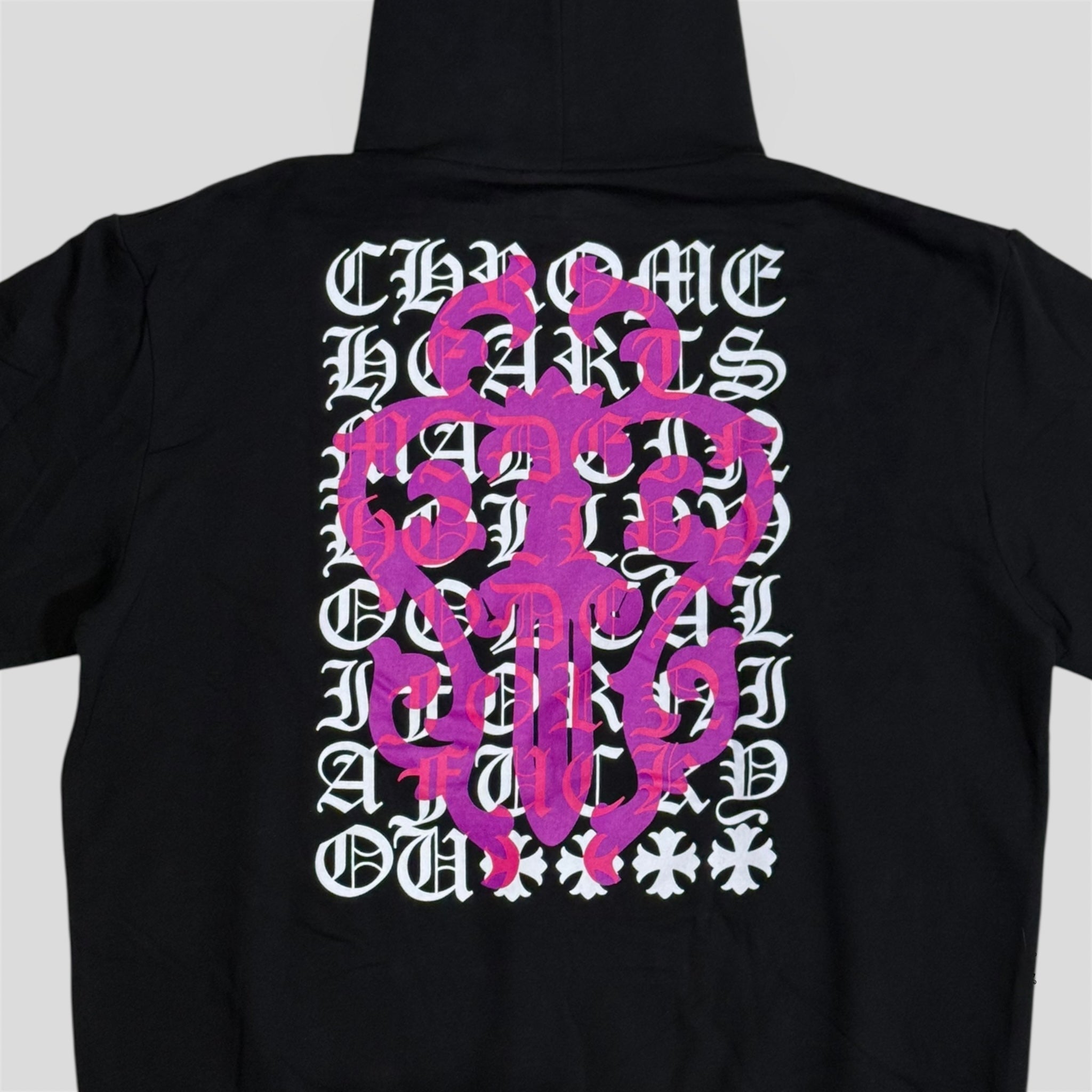 Chrome Hearts Eye Chart Dagger Hoodie in Black/Pink