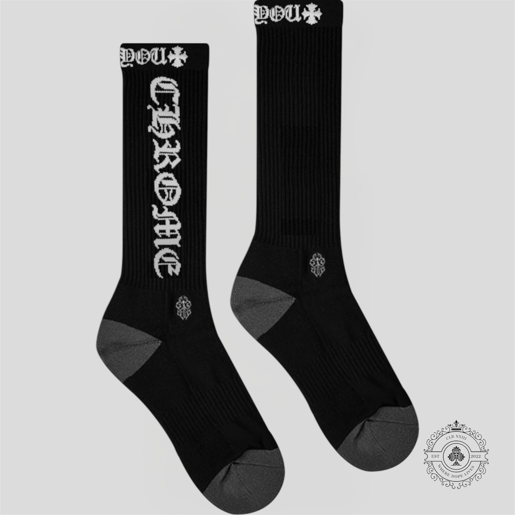Chrome Hearts CH Logo Socks in Black/White