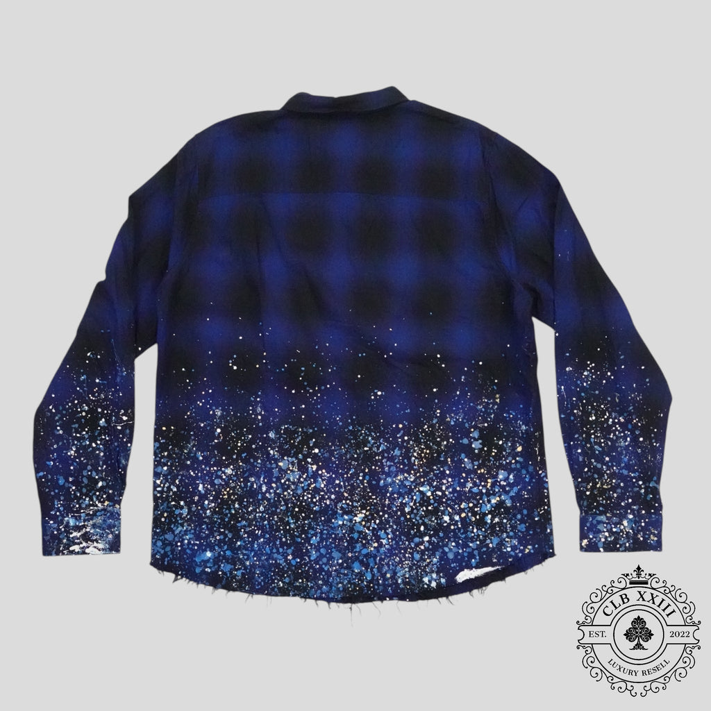 Amiri Crystal Painter Plaid Button Up in Blue