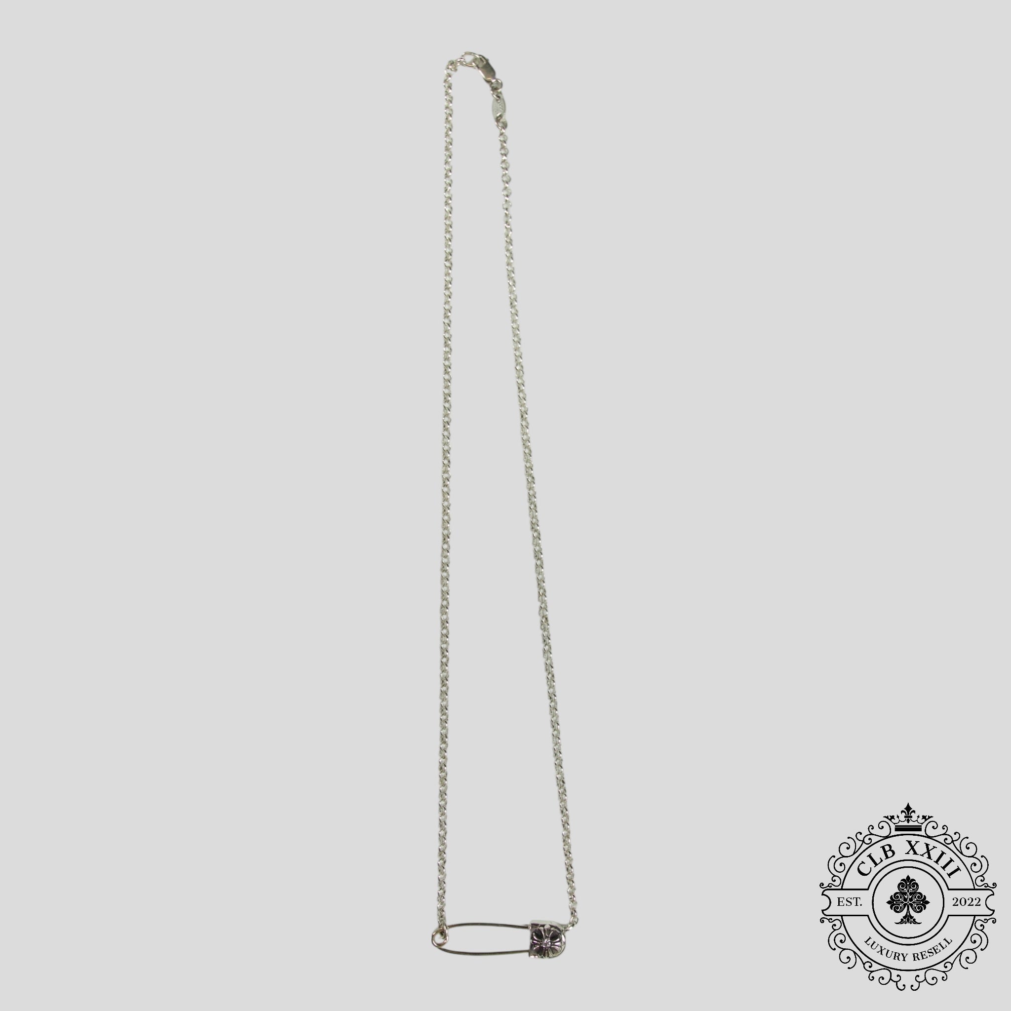 Chrome Hearts Diamond Paper Clip Necklace in Silver