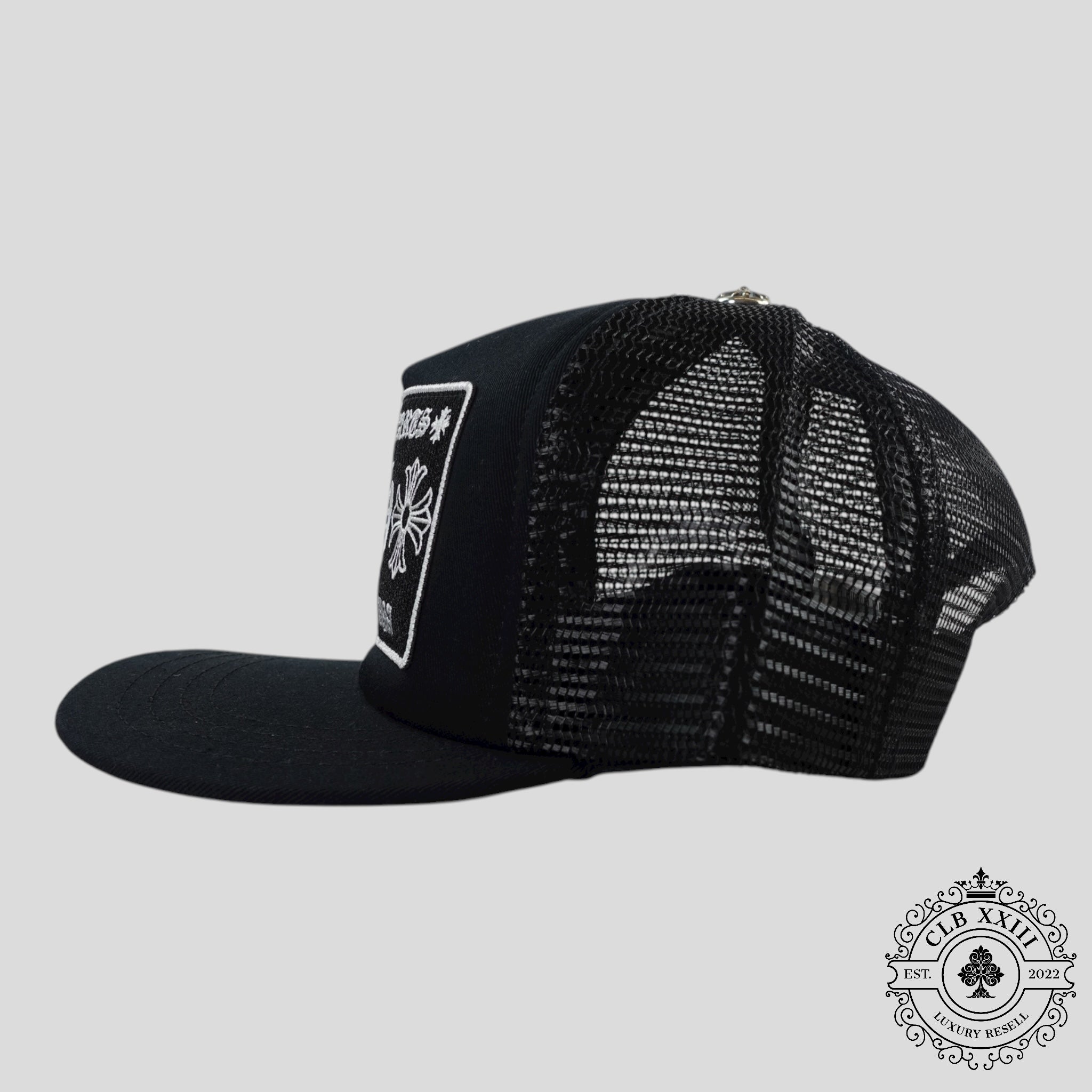 Chrome Hearts Hollywood CH Patch Trucker Hat in Black