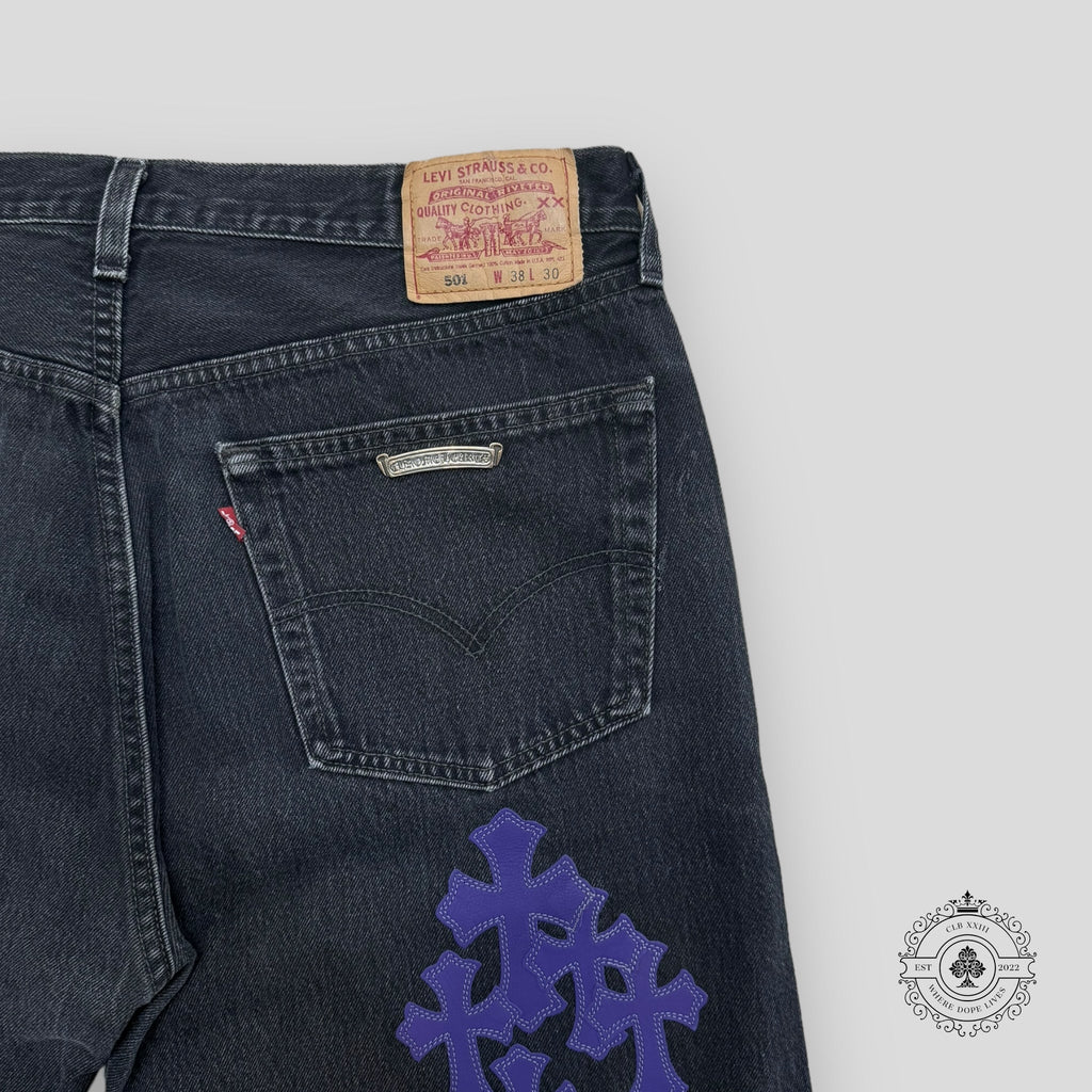 Chrome Hearts Purple Cross Patch Jeans