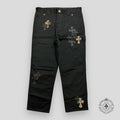 Chrome Hearts Cross Patch Double Knee Carpenter Pants in Black/Leopard