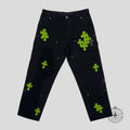 Chrome Hearts Double Knee Carpenter Pants in Black / Green