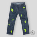 Chrome Hearts Green Cross Patch Jeans
