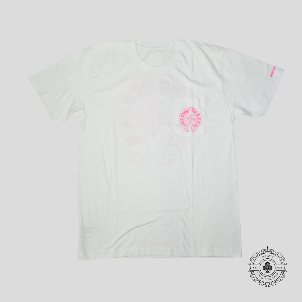 Chrome Hearts Horseshoe Logo Tee in White/Pink