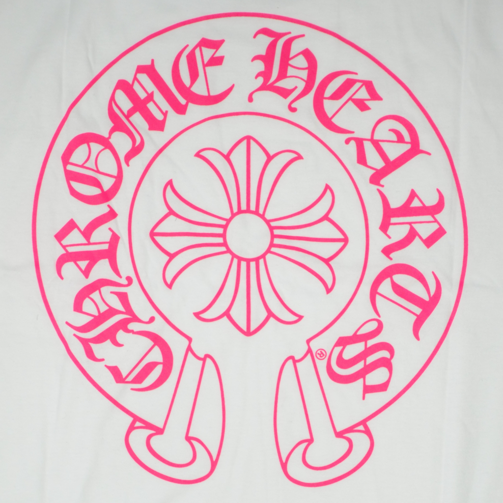 Chrome Hearts Horseshoe Logo Tee in White/Pink