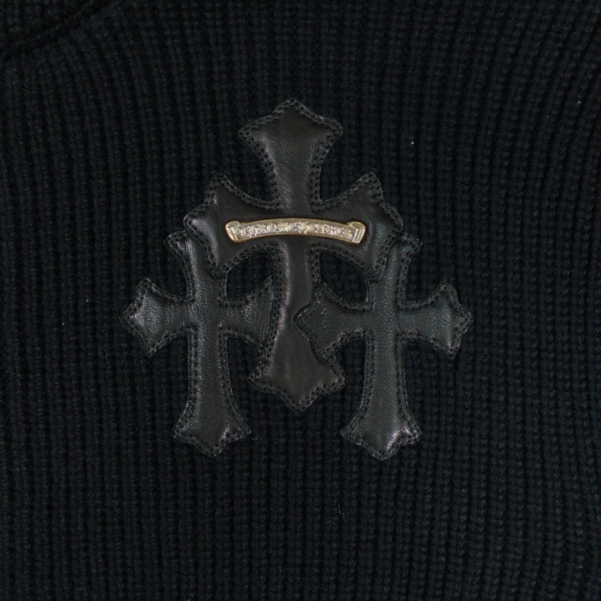 Chrome Hearts Cashmere Cross Patch Zip Up Hoodie in Black