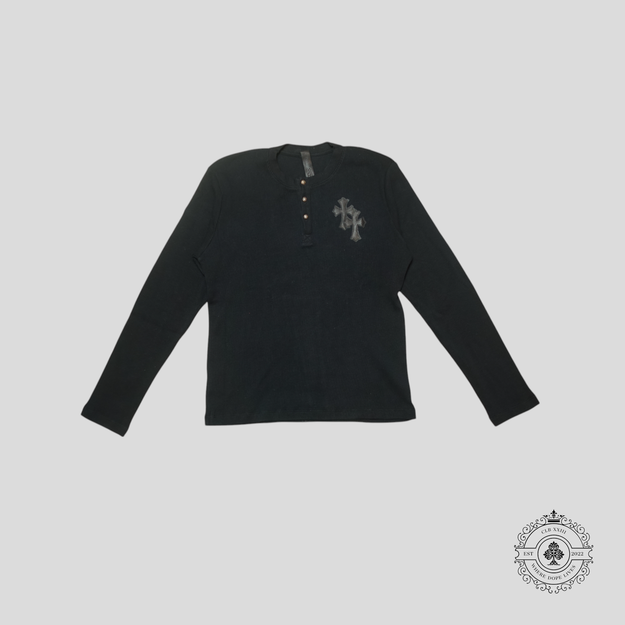 Chrome Hearts Leather Cross Patch Thermal Shirt in Black