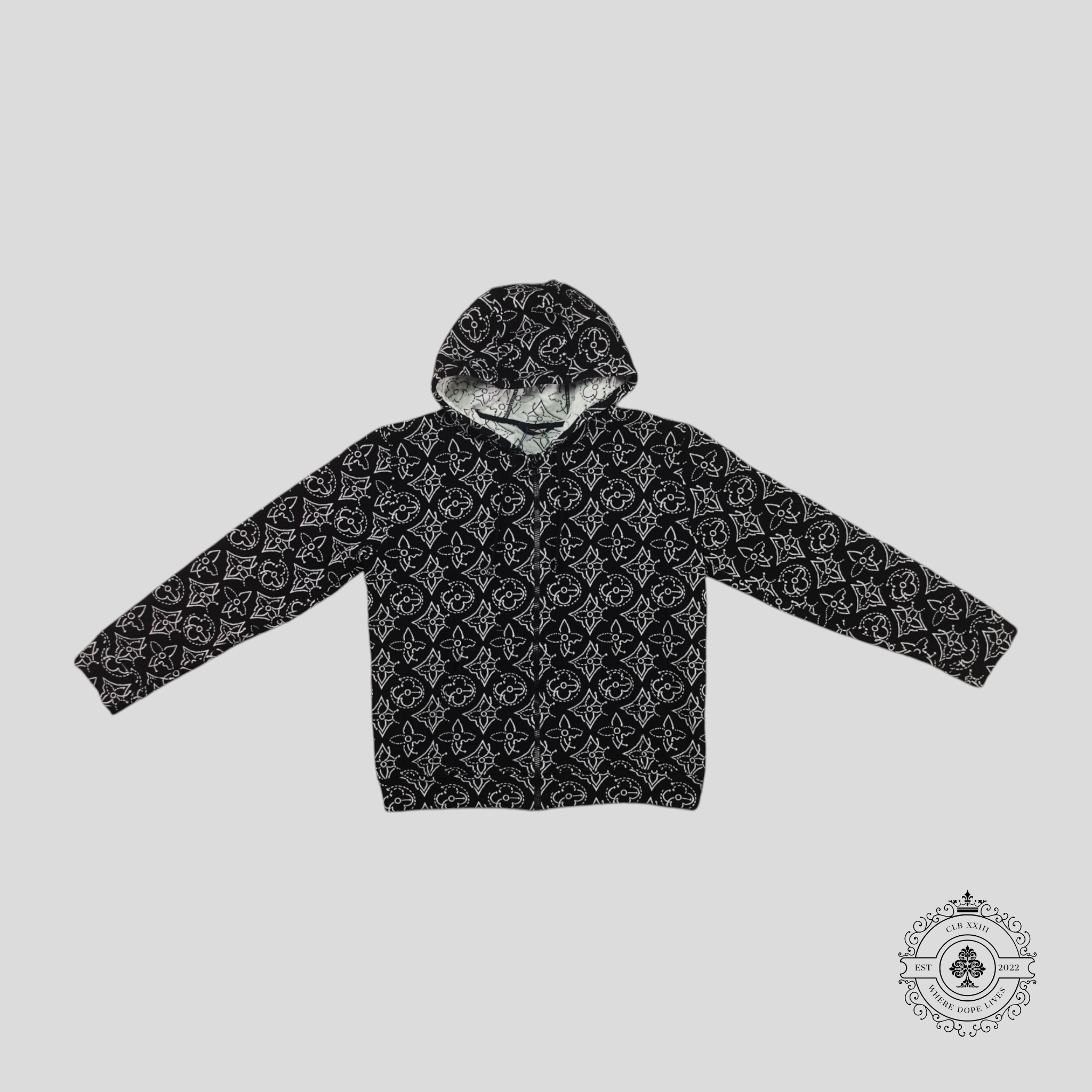 Louis Vuitton X NBA Strategic Flowers Quilted Zip Up Hoodie in Black
