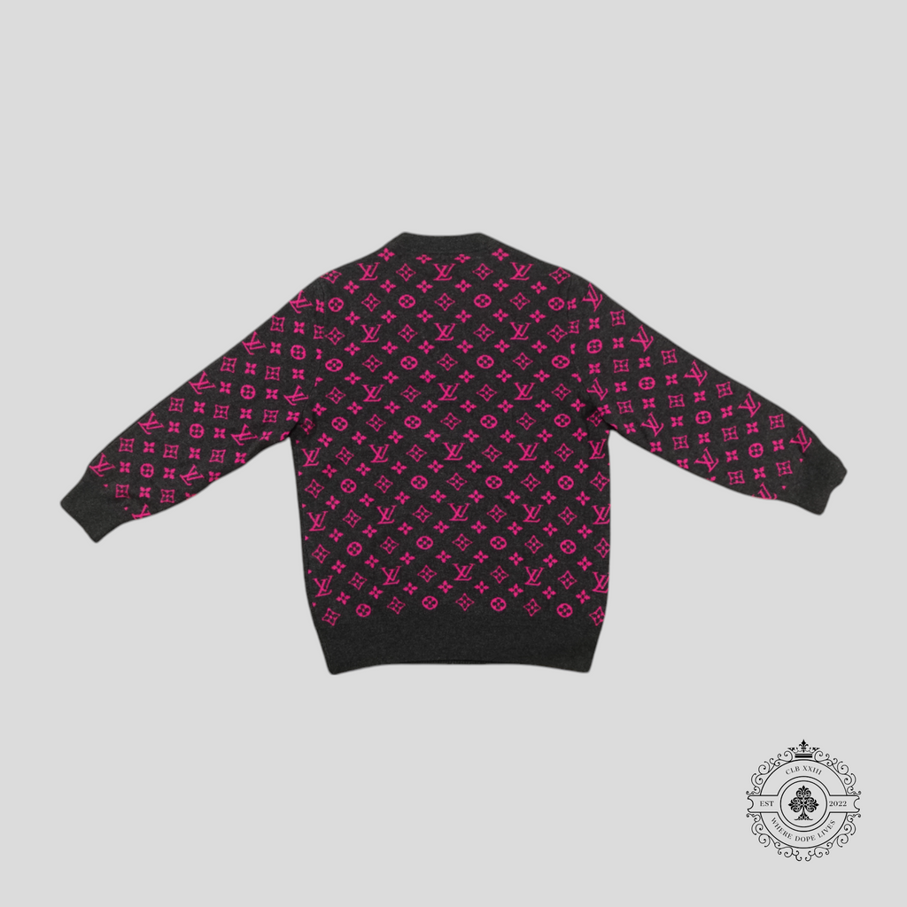 Louis Vuitton Half Monogram Cashmere Sweater in Grey/Pink