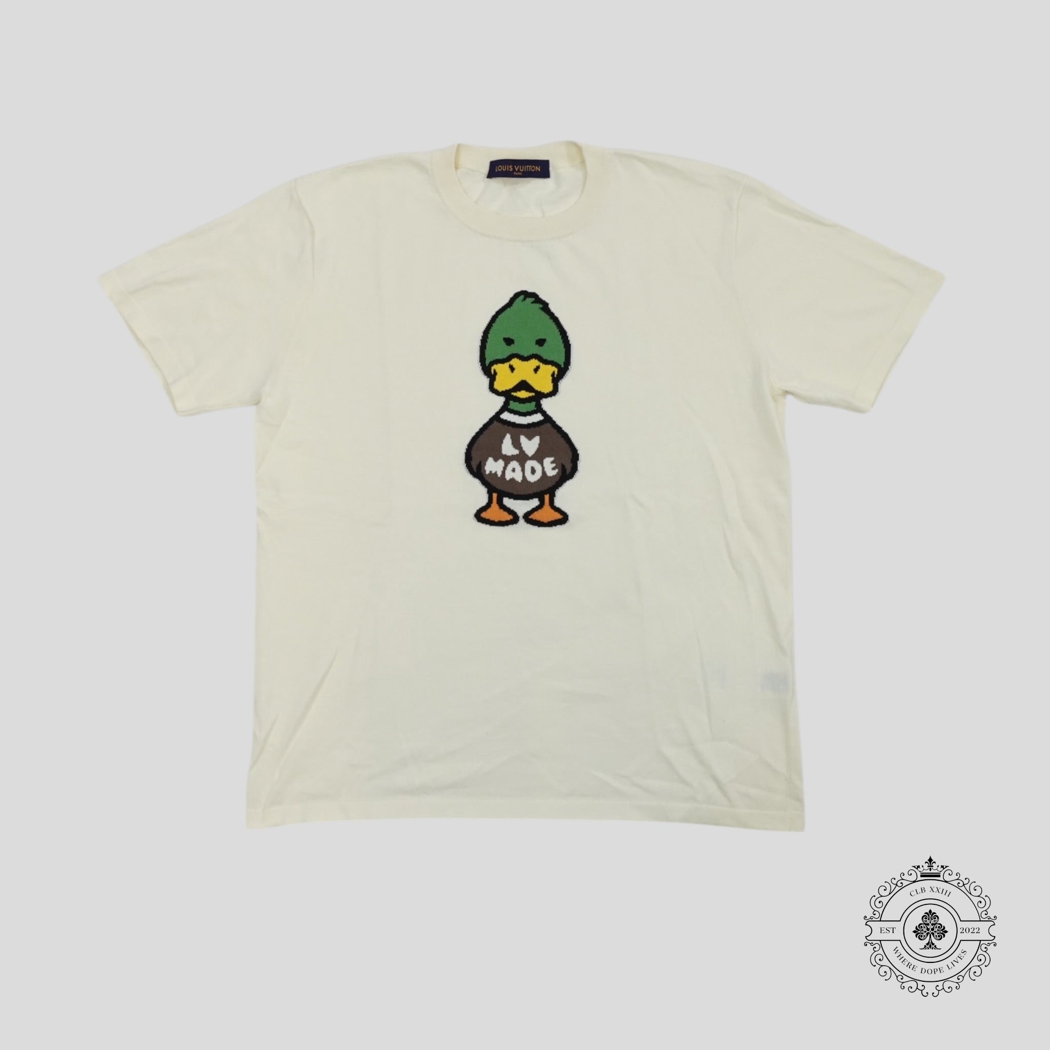 Louis Vuitton X Nigo Duck Short Sleeve Crewneck in Cream