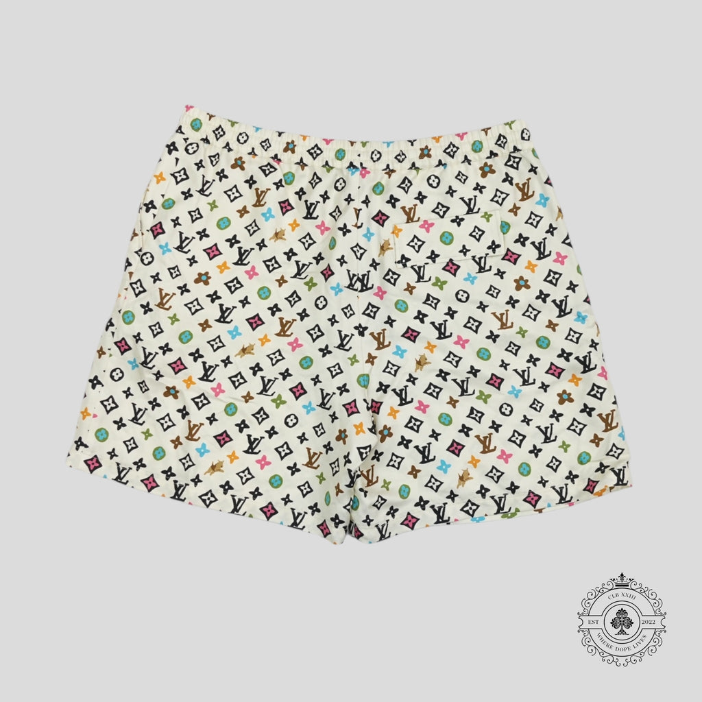Louis Vuitton Monogram Craggy Silk Shorts in Cream