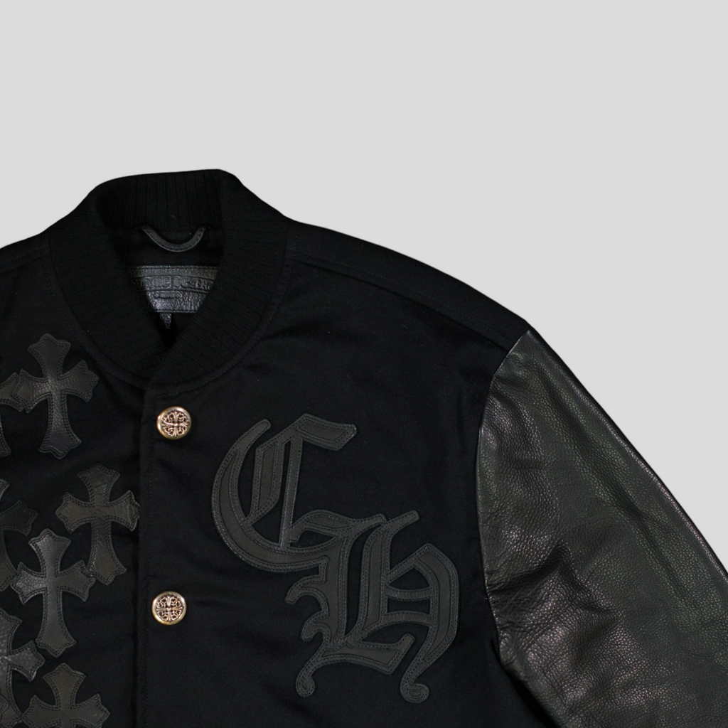 Chrome Hearts Cross Patch Varsity Jacket in Black