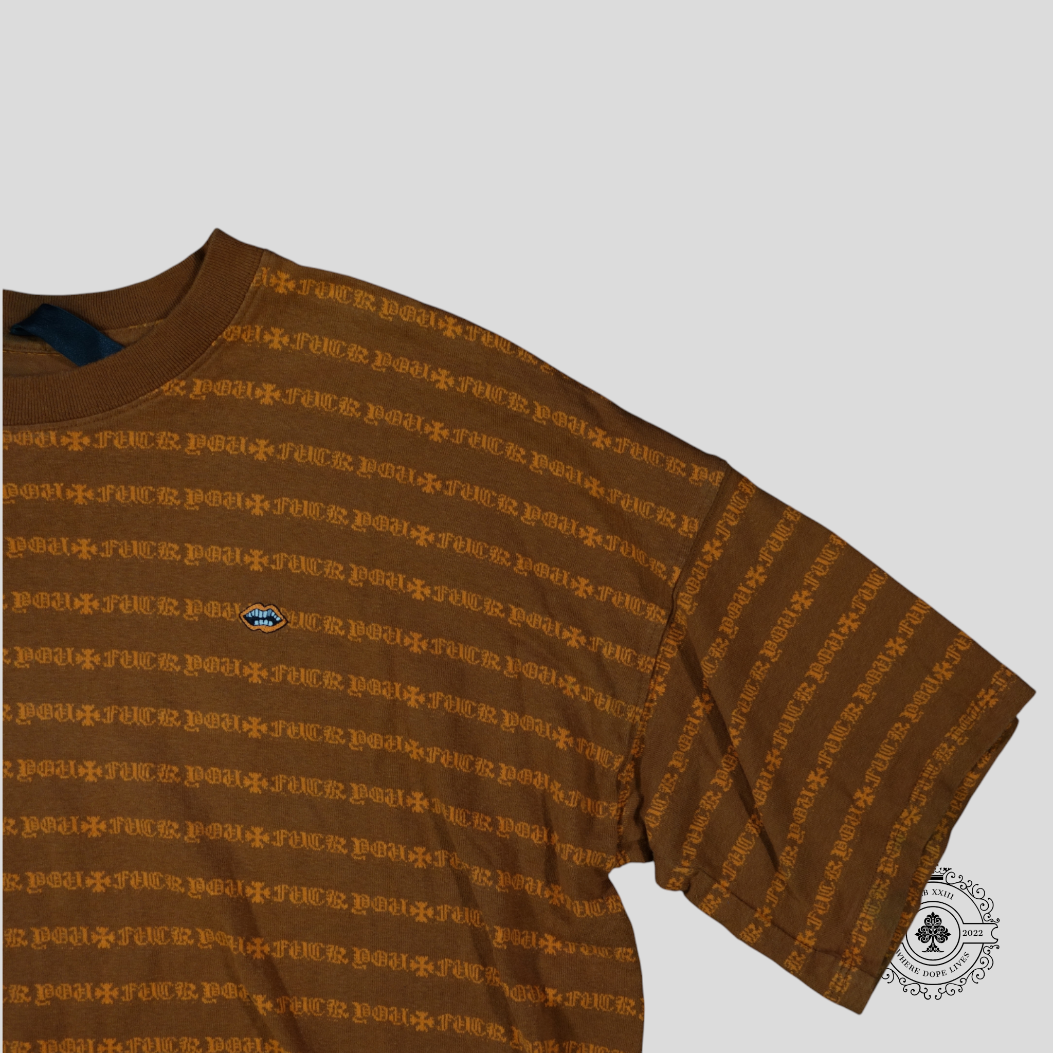 Chrome Hearts Matty Boy Fuck You Striped Tee in Orange