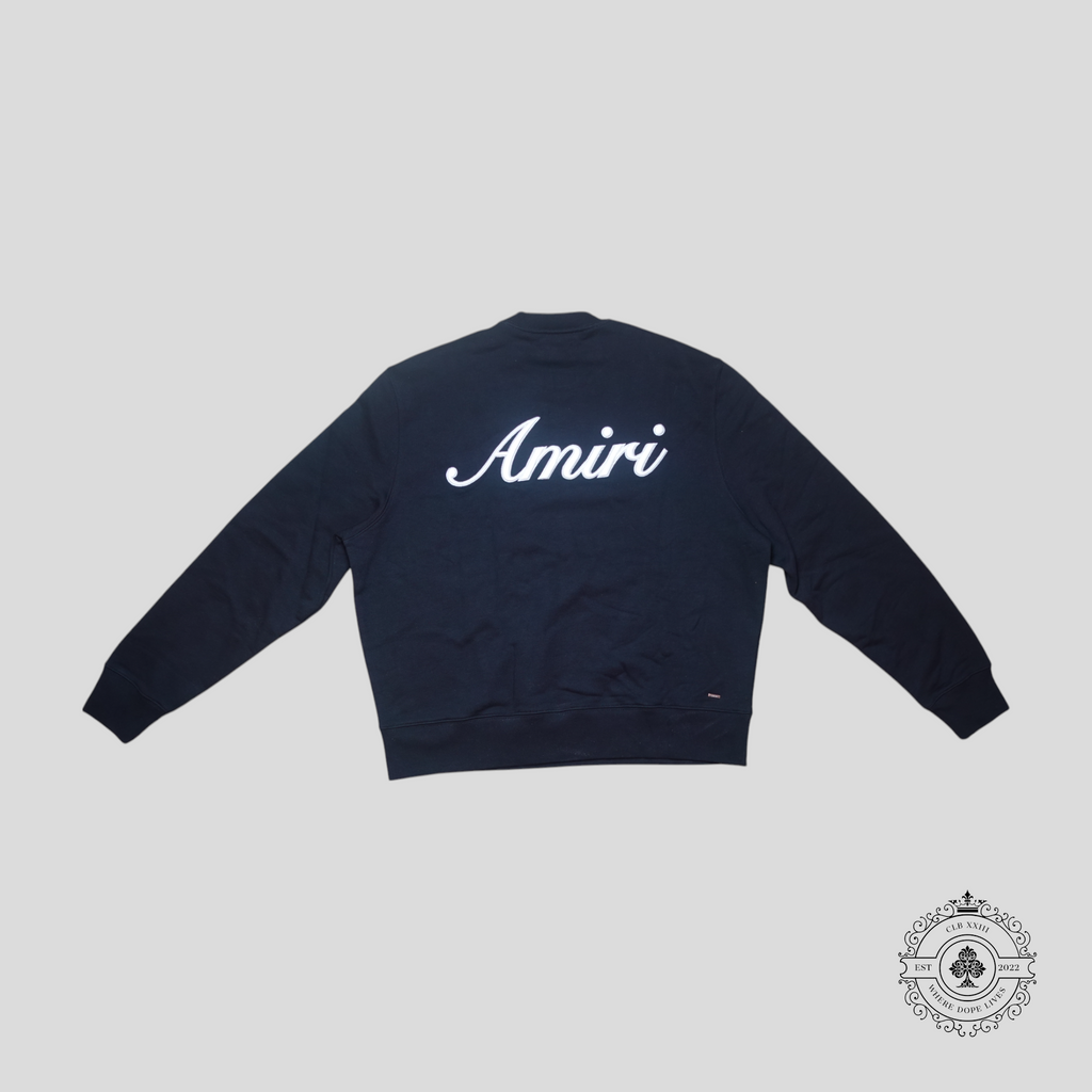 Amiri Embroidered Script Logo Crewneck in Black