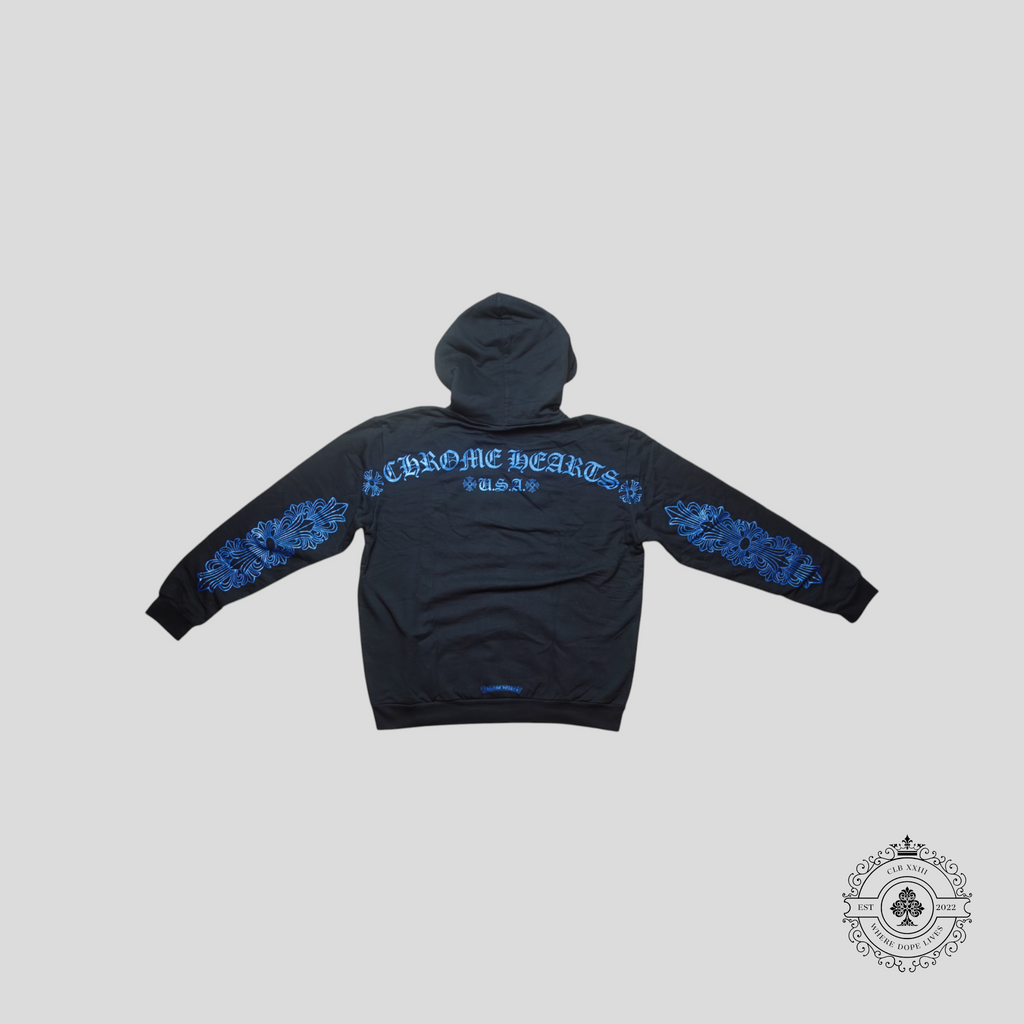 Chrome Hearts Horseshoe Hoodie in Black/Blue