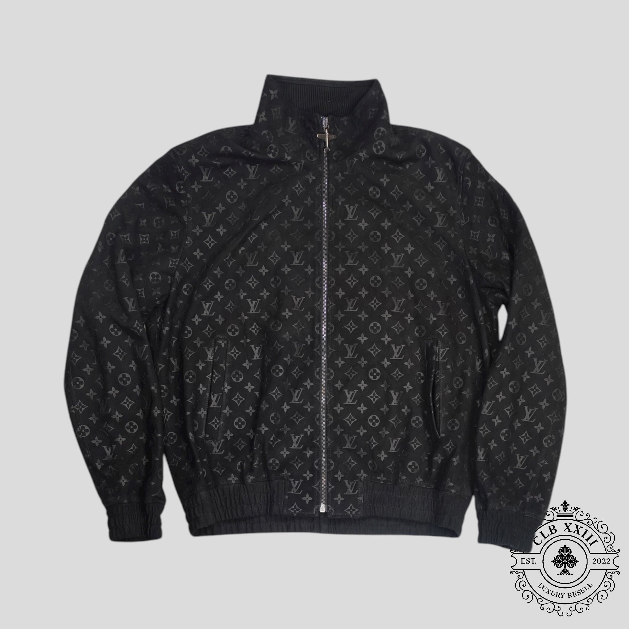 Louis Vuitton Monogram Embossed Tracksuit Jacket in Black