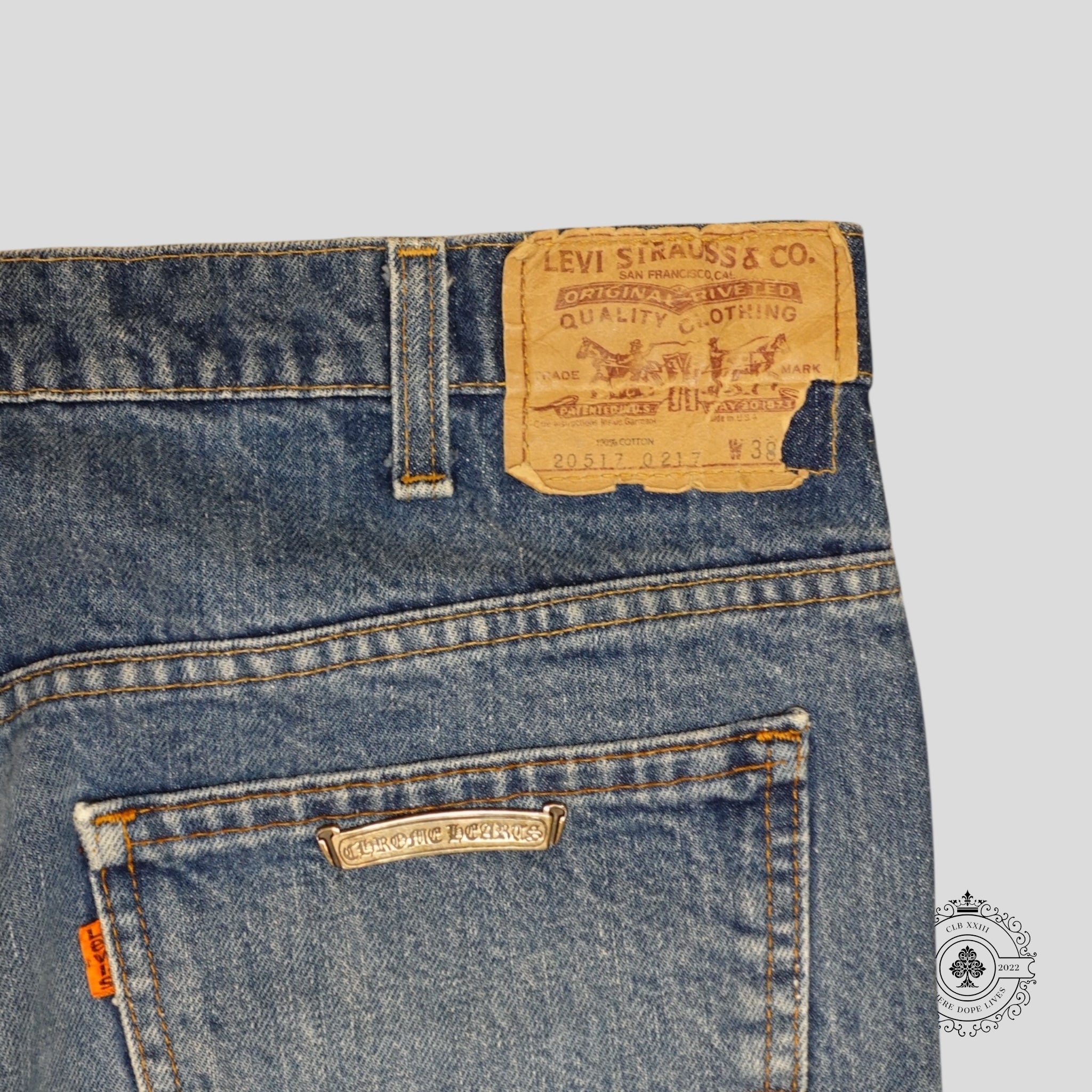 Chrome Hearts St Barth Jeans in Orange / Blue