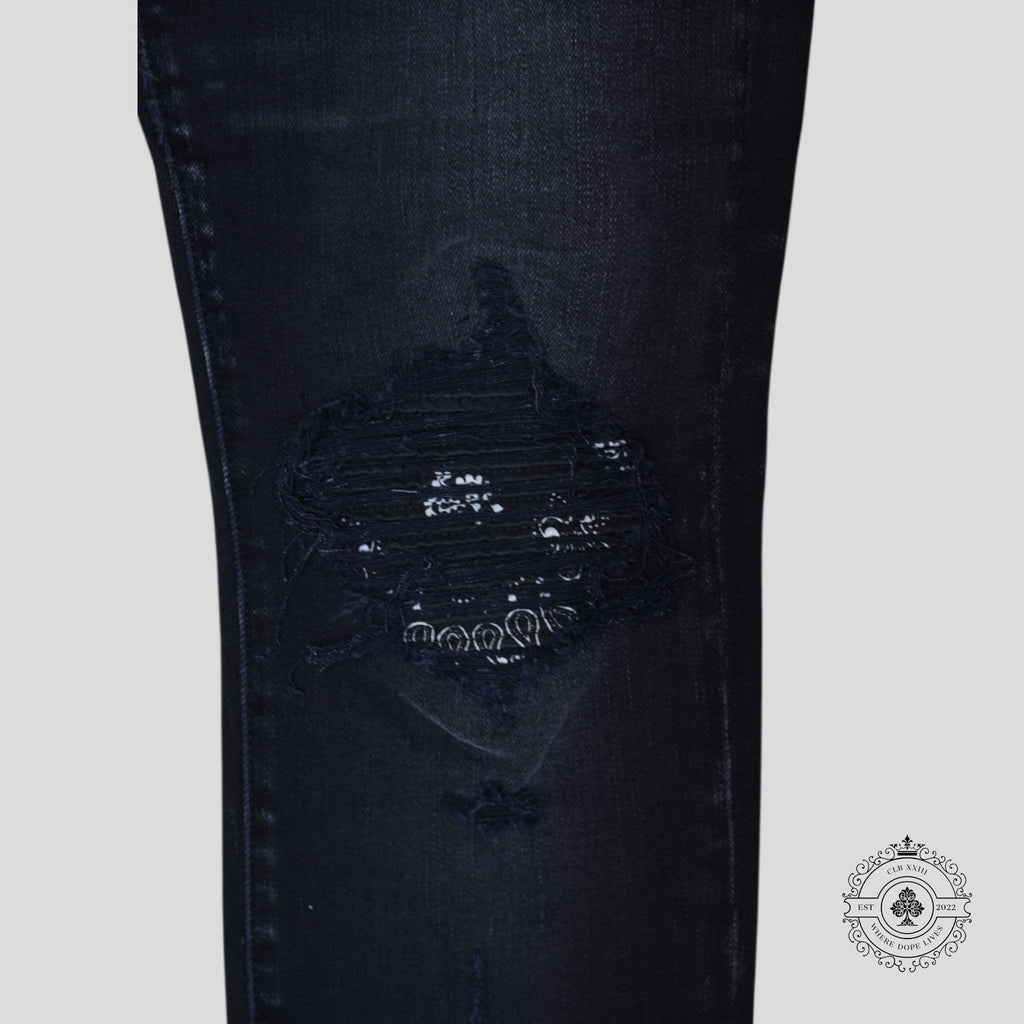 Amiri MX1 Bandana Patch Jeans in Aged Black