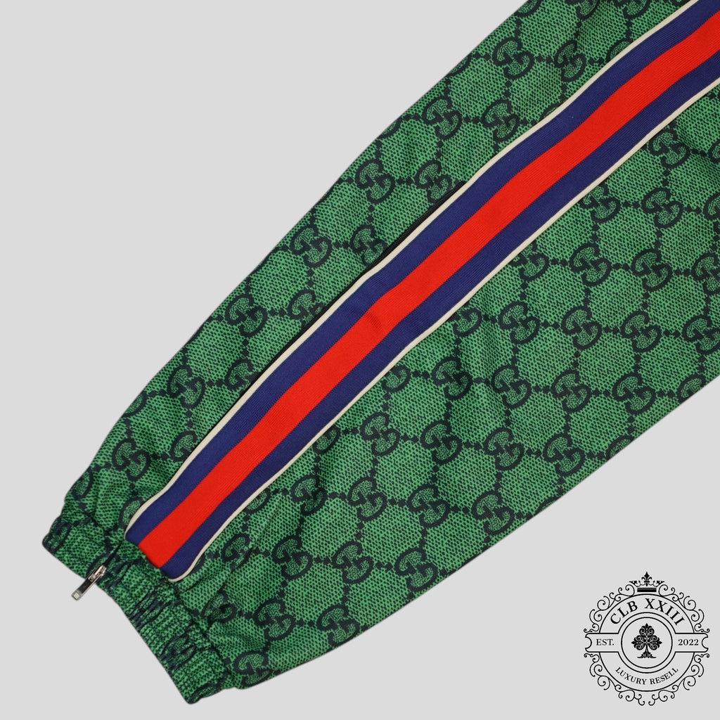 Gucci GG Jacquard Track Pants in Green/Navy Blue