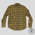 Amiri Splatter Plaid Button Up in Yellow